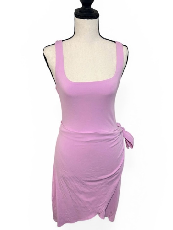 Wilfred Dresses & Skirts - Wilfred Saturn Mini Dress Pink Wrap Tie Asymmetric Hem Square Neck Size S